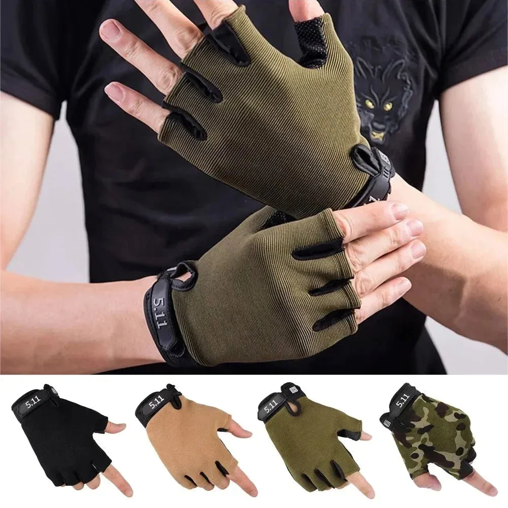 1 Pair Anti-slip Fingerless Breathable Workout Camo Gloves for Men Women