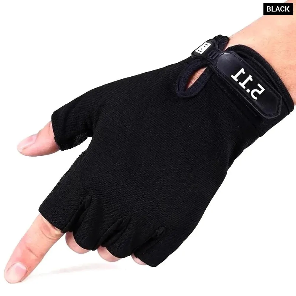 1 Pair Anti-slip Fingerless Breathable Workout Camo Gloves for Men Women