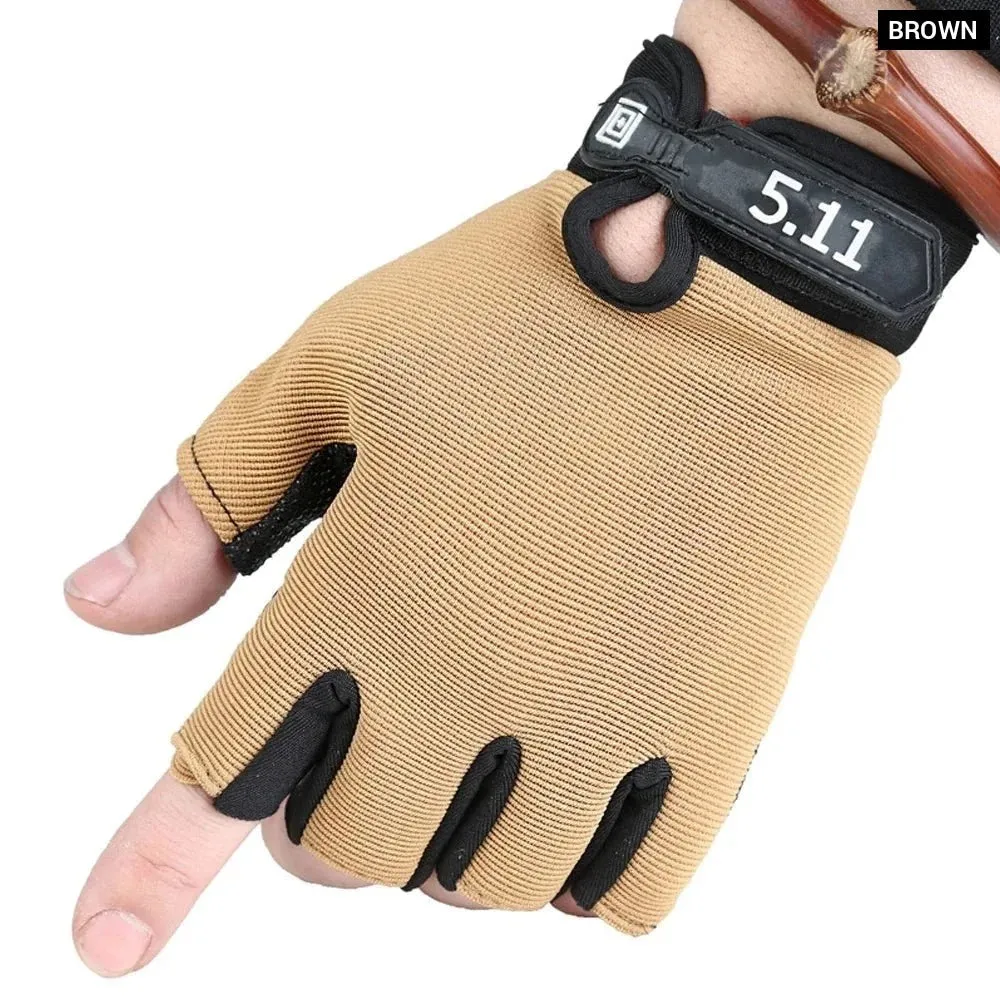 1 Pair Anti-slip Fingerless Breathable Workout Camo Gloves for Men Women