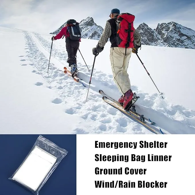 100 Pack Emergency Mylar Thermal Blankets 2 Size Silver Foil Survival Blanket Space Blanket Survival Kit for Outdoors Camping Hiking Survival First Aid Adult Kid