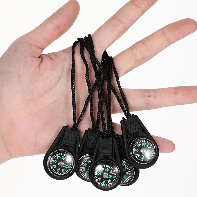 100 Pieces Mini Survival Compass Outdoor Camping Hiking Pocket Compass Liquid Filled Mini Compass for Paracord Bracelet Necklace Key Chain