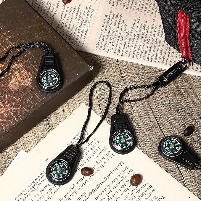 100 Pieces Mini Survival Compass Outdoor Camping Hiking Pocket Compass Liquid Filled Mini Compass for Paracord Bracelet Necklace Key Chain