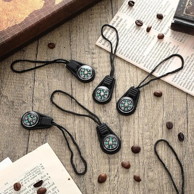 100 Pieces Mini Survival Compass Outdoor Camping Hiking Pocket Compass Liquid Filled Mini Compass for Paracord Bracelet Necklace Key Chain
