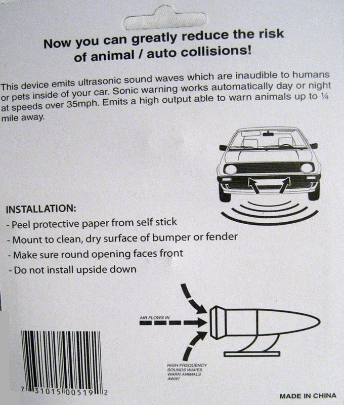 2 Deer Warning Whistle Animal Sonic Alert Device Car Safety Wildfire New Camping