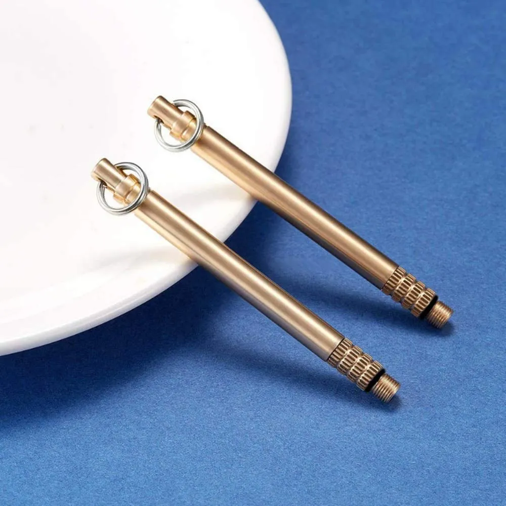 3 PCS Portable Toothpicks, Titanium Toothpicks Toothpick with Key Ring Fruit Stick Metal Toothpick for Outdoor Picnic and Home（Brass)
