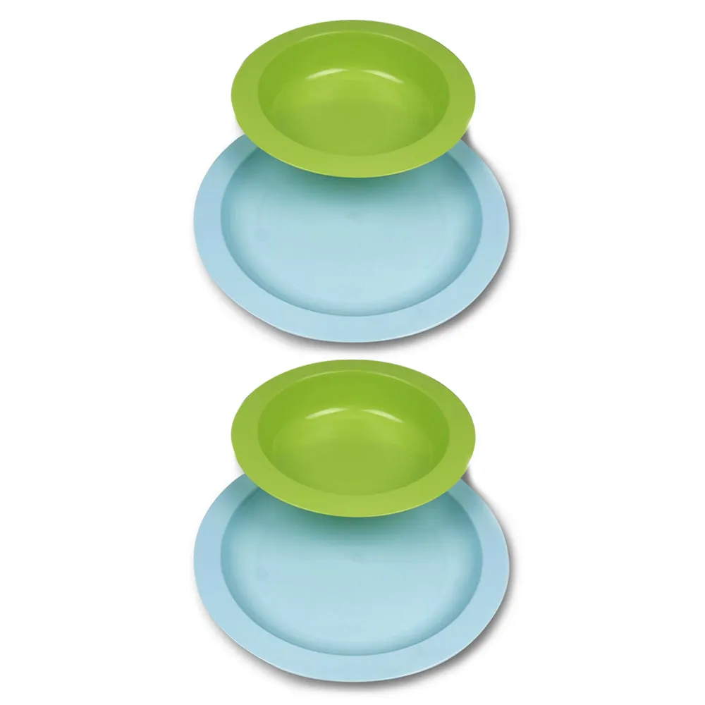 4 PC Kids Toddler Dinnerware Set Plate Bowl Dishwasher & Microwave Safe BPA Free