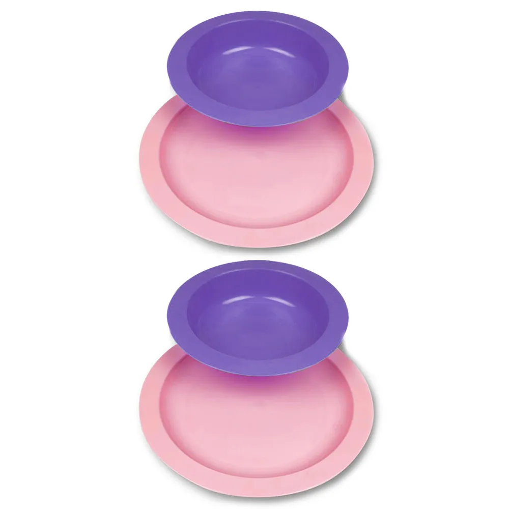 4 PC Kids Toddler Dinnerware Set Plate Bowl Dishwasher & Microwave Safe BPA Free