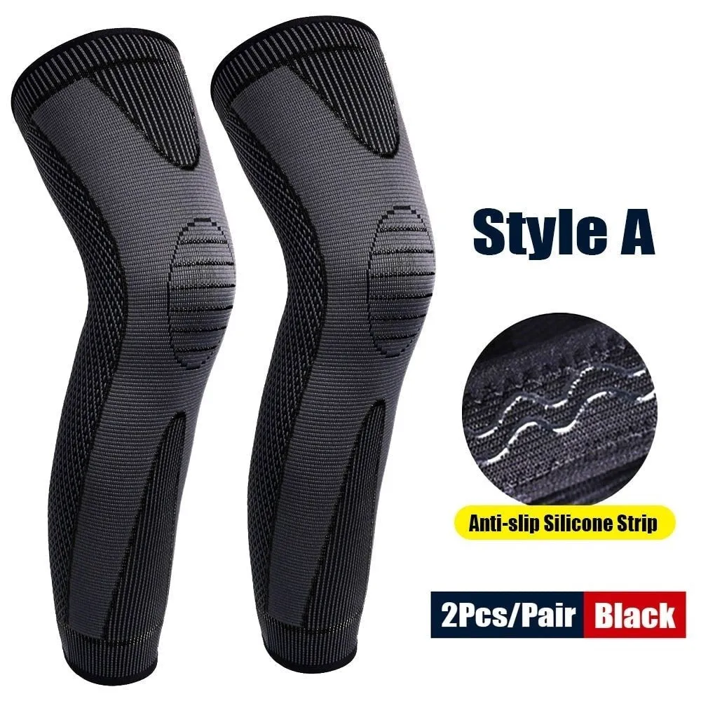 Anti-slip Full Length Knee Protector Leg Sleeves for Basketball Football Running