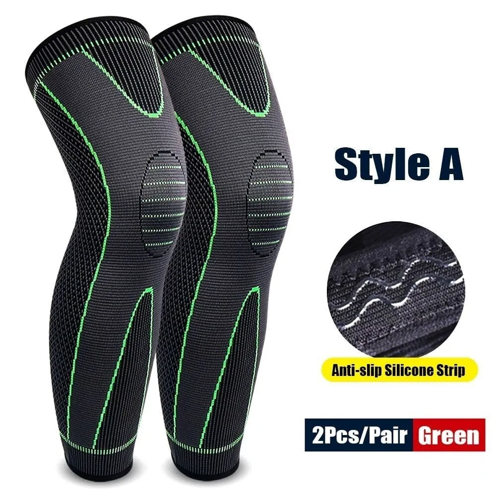 Anti-slip Full Length Knee Protector Leg Sleeves for Basketball Football Running