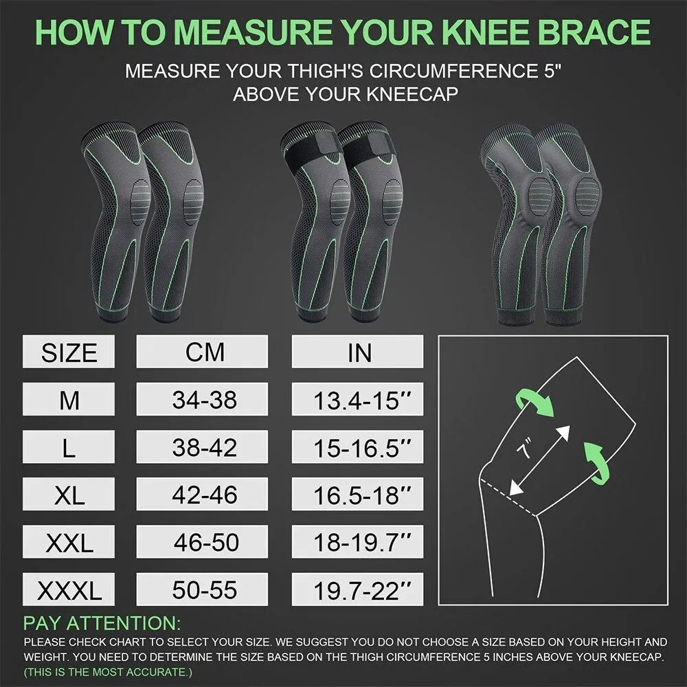 Anti-slip Full Length Knee Protector Leg Sleeves for Basketball Football Running