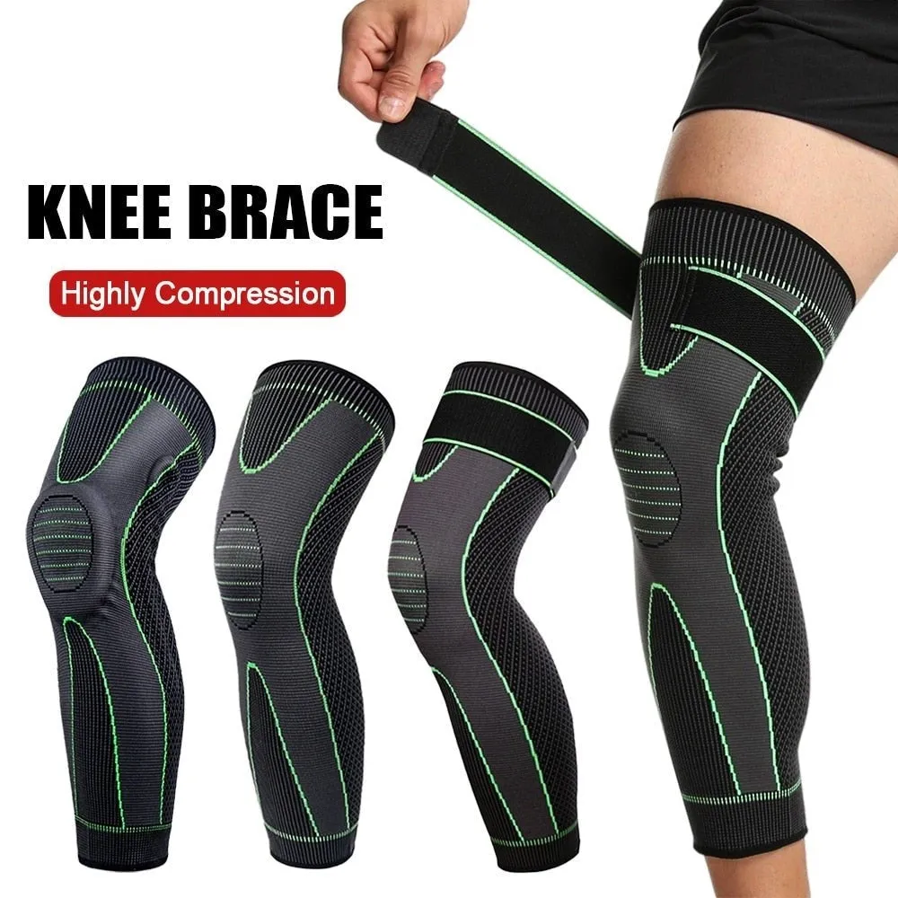 Anti-slip Full Length Knee Protector Leg Sleeves for Basketball Football Running
