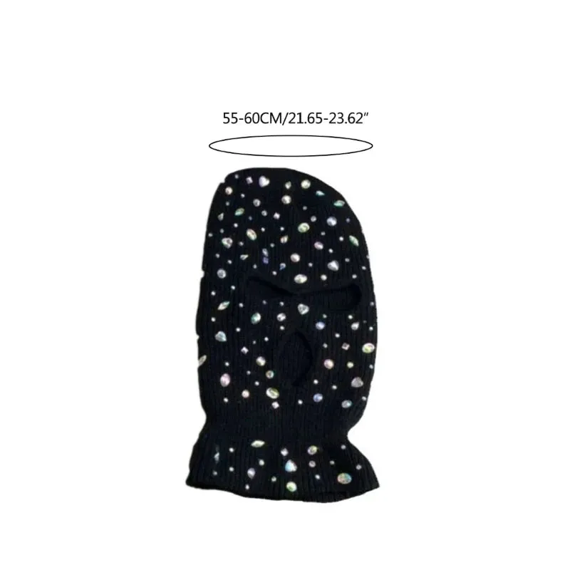 Bling Bling Jeweled Balaclava  Rhinestone Face Cover & Hooded Neck Warmer