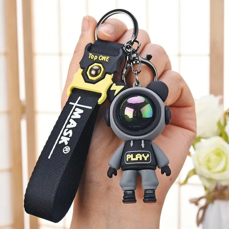 Cartoon Lightning Bear Keychain Cute Astronaut Bear Doll Keyring for Bags and Keys Creative Bag Charm Accessory