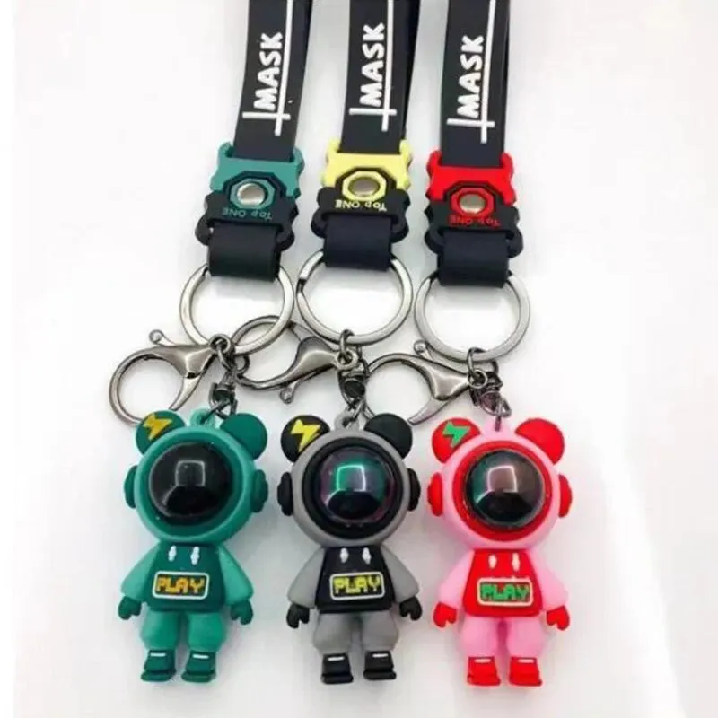 Cartoon Lightning Bear Keychain Cute Astronaut Bear Doll Keyring for Bags and Keys Creative Bag Charm Accessory