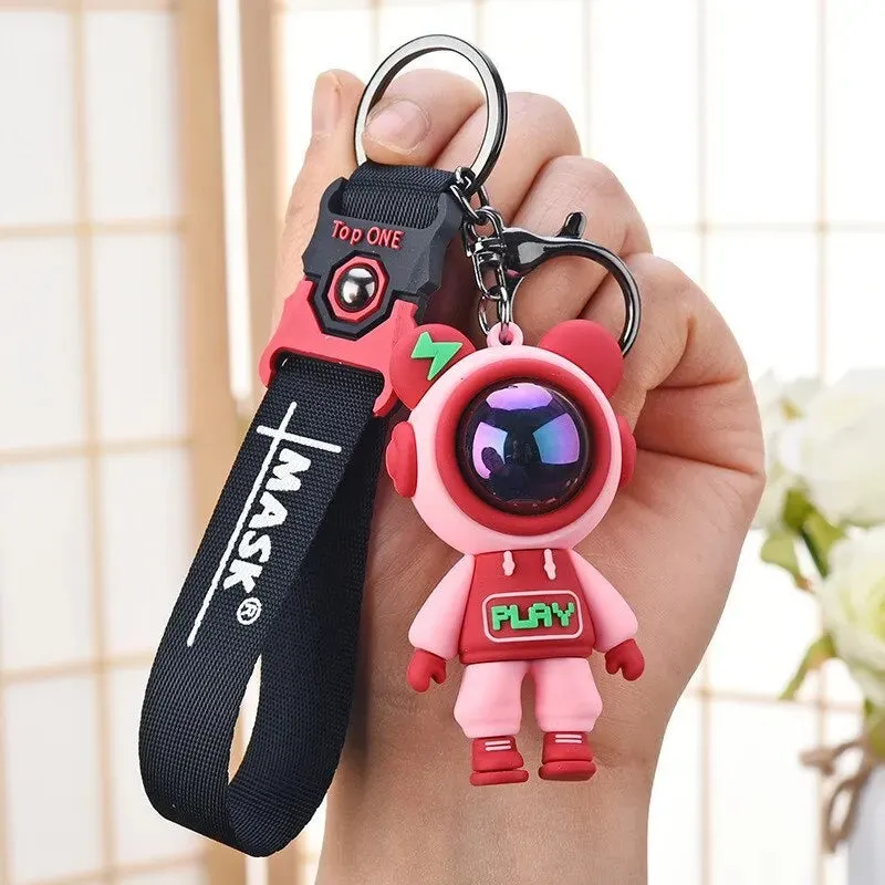 Cartoon Lightning Bear Keychain Cute Astronaut Bear Doll Keyring for Bags and Keys Creative Bag Charm Accessory