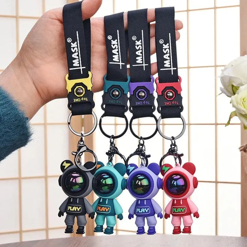 Cartoon Lightning Bear Keychain Cute Astronaut Bear Doll Keyring for Bags and Keys Creative Bag Charm Accessory