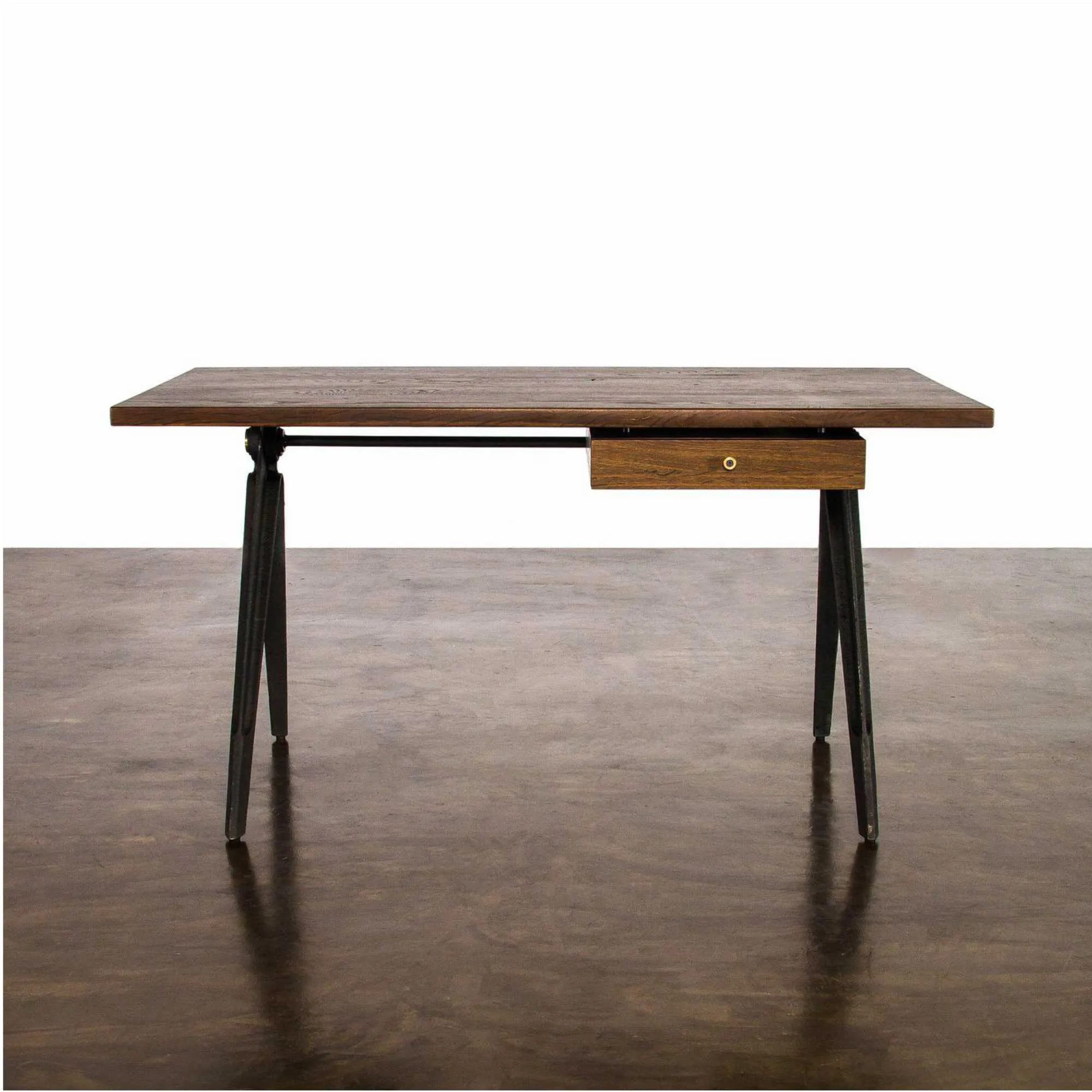 District Eight Compass Desk Single Drawer, smoke oak (140x70 cm)
