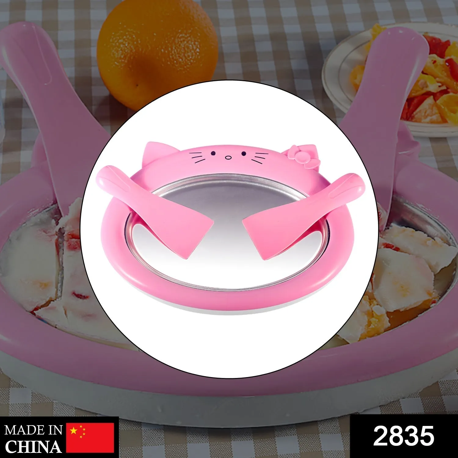 Ice-Frying Machine, Mini Ice Machine for Summer with Cartoon design Home Fried Ice Cream Machine