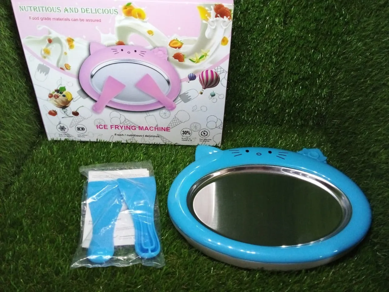 Ice-Frying Machine, Mini Ice Machine for Summer with Cartoon design Home Fried Ice Cream Machine