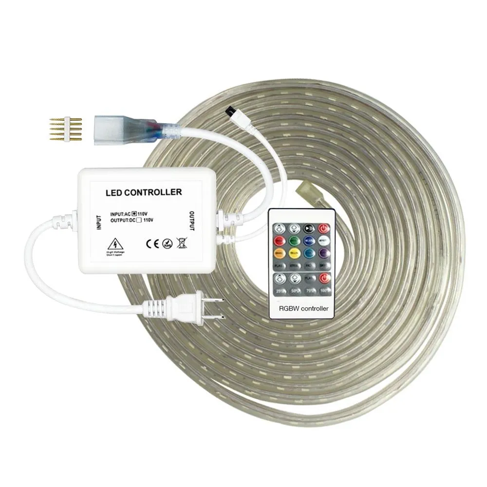 LED RGBW Strip Light Kit 120V AC 16 ft Reel
