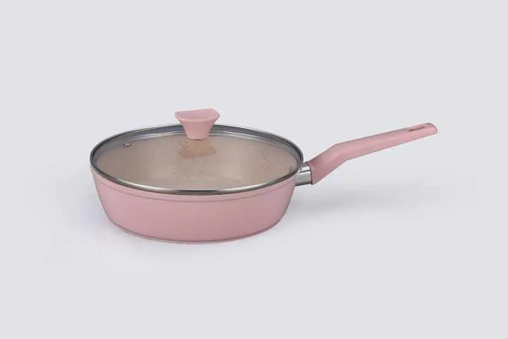 New Arrival Pink Marble Coating Induction Cookware Non-stick Coating Non-stick Coating وصل حديثًا طلاء رخامي وردي للطبخ بالتحريض غير لاصق طلاء غير لاصق