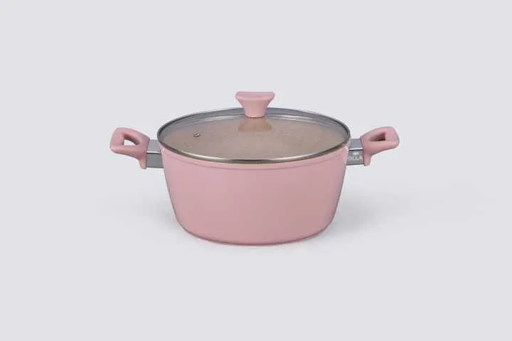 New Arrival Pink Marble Coating Induction Cookware Non-stick Coating Non-stick Coating وصل حديثًا طلاء رخامي وردي للطبخ بالتحريض غير لاصق طلاء غير لاصق