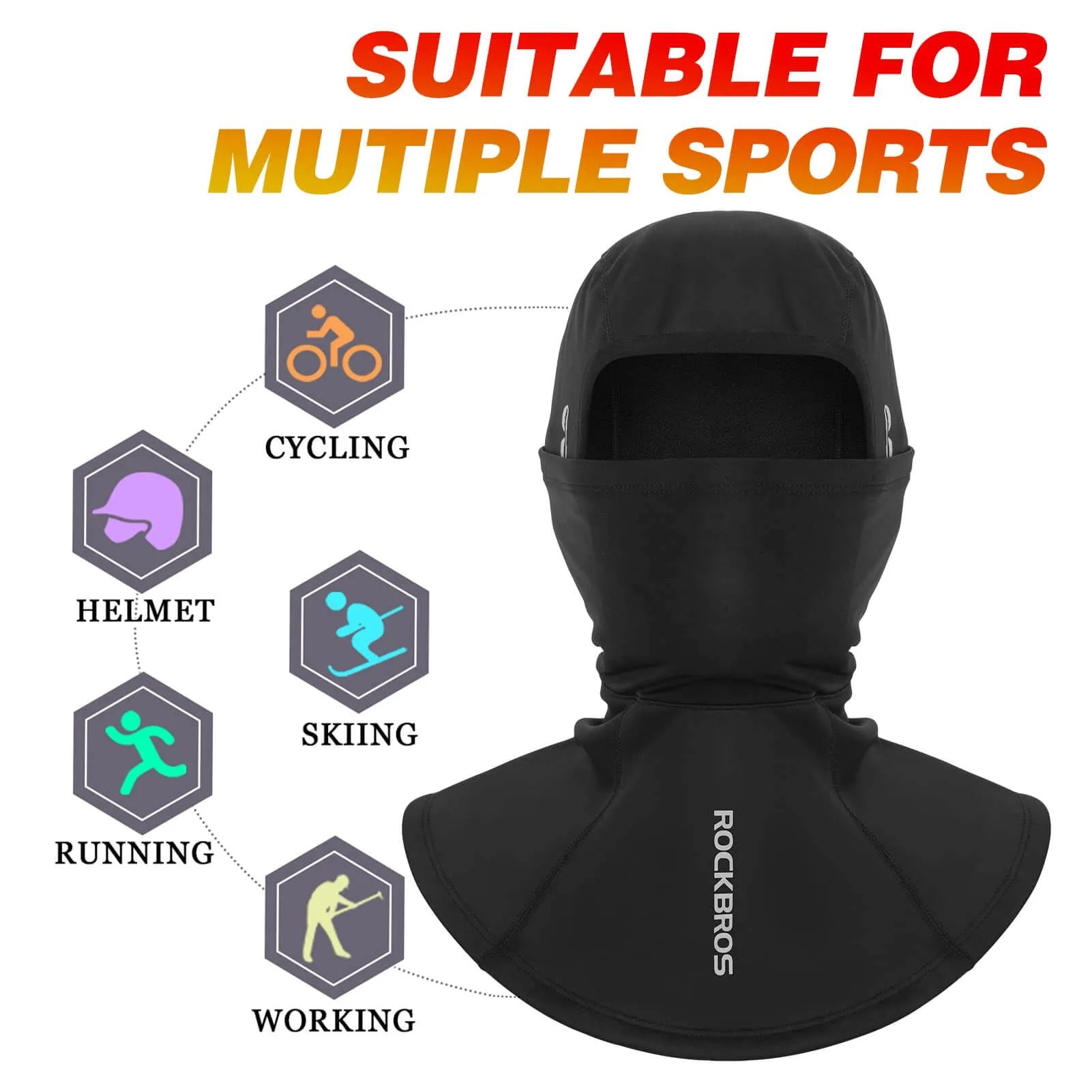 ROCKBROS Balaclava Windproof Neck Warmer with Glasses Holes