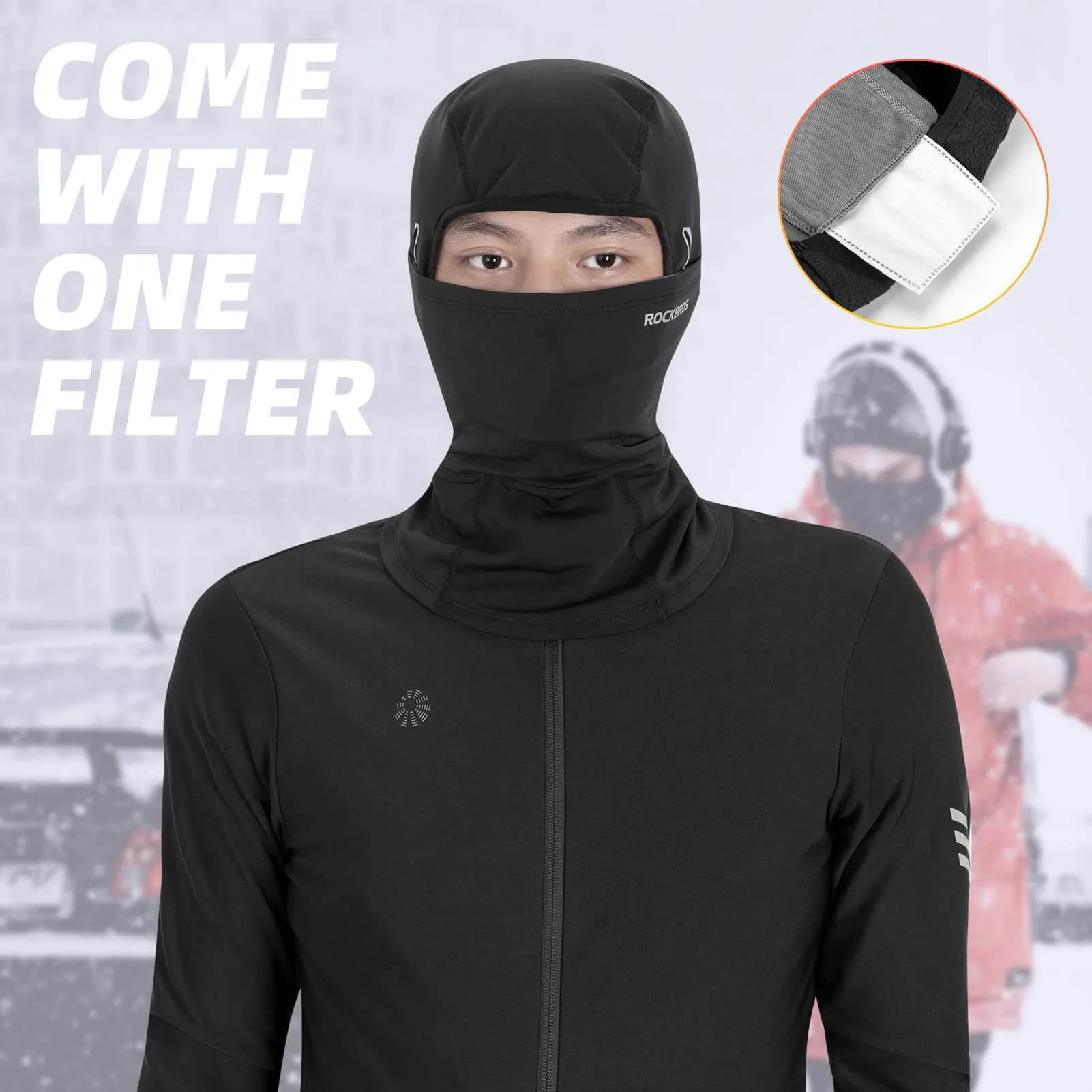 ROCKBROS Balaclava Windproof Neck Warmer with Glasses Holes