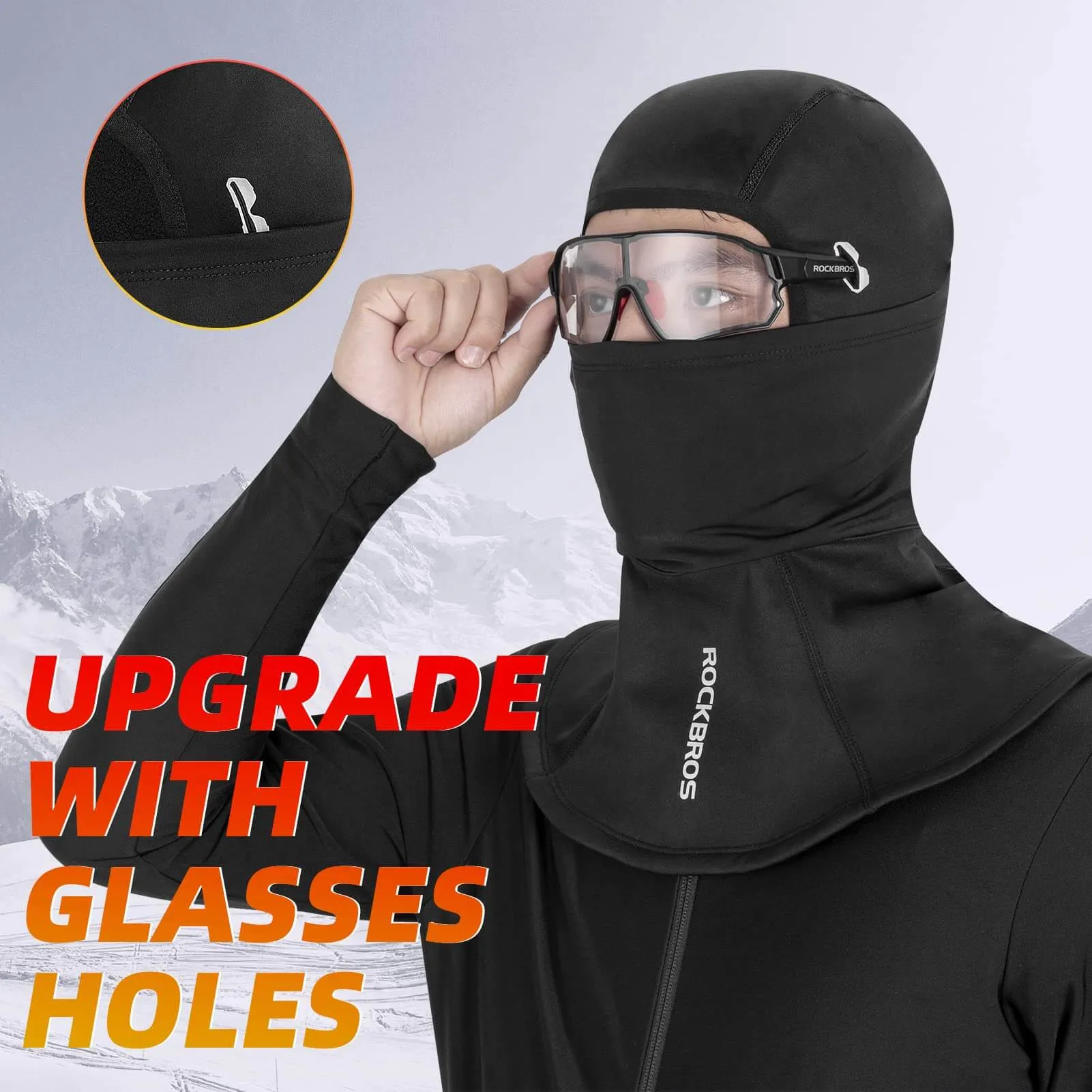 ROCKBROS Balaclava Windproof Neck Warmer with Glasses Holes