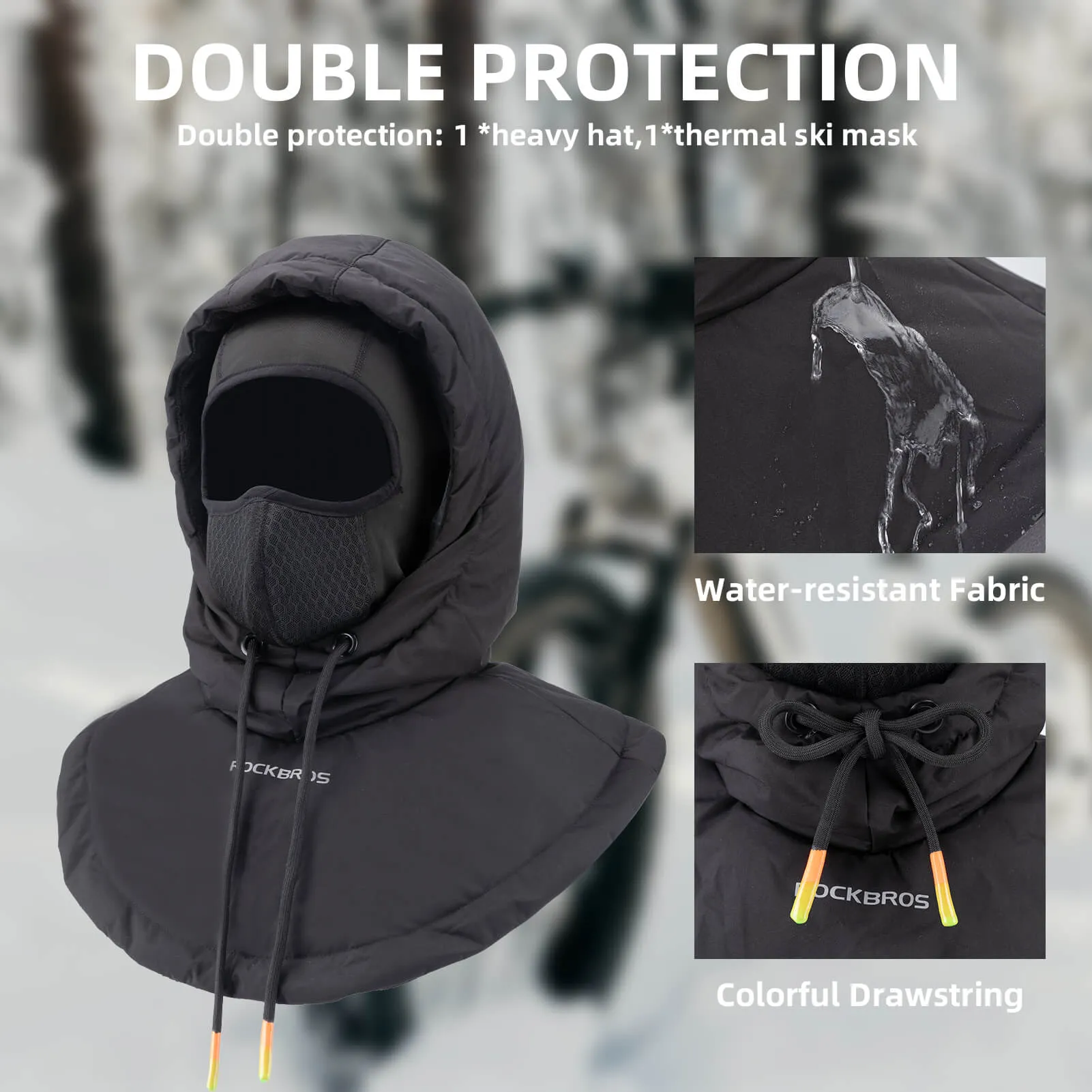 ROCKBROS Cycling Balaclava Windproof Warm Breathable for Men and Women