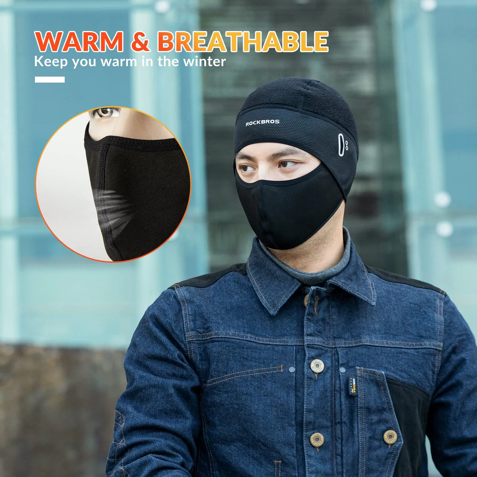 ROCKBROS Winter Balaclava Underhelmet Hat with Glasses Hole