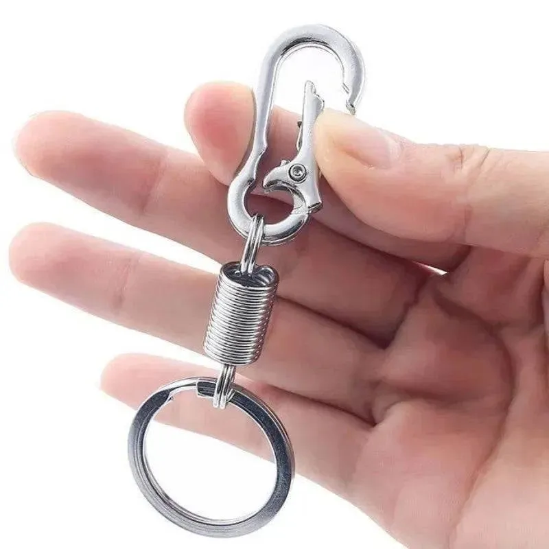 Spring Keychain Zinc Alloy Carabiner Buckle Key Rings Anti-lost Climbing Hook Car Keychians Man Metal Key Chains Accessories