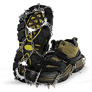 Unigear Crampons for Hiking Boots,Traction Ice Cleats Snow Grips with 18 Spikes for Walking, Jogging, Climbing and Hiking(Medium)